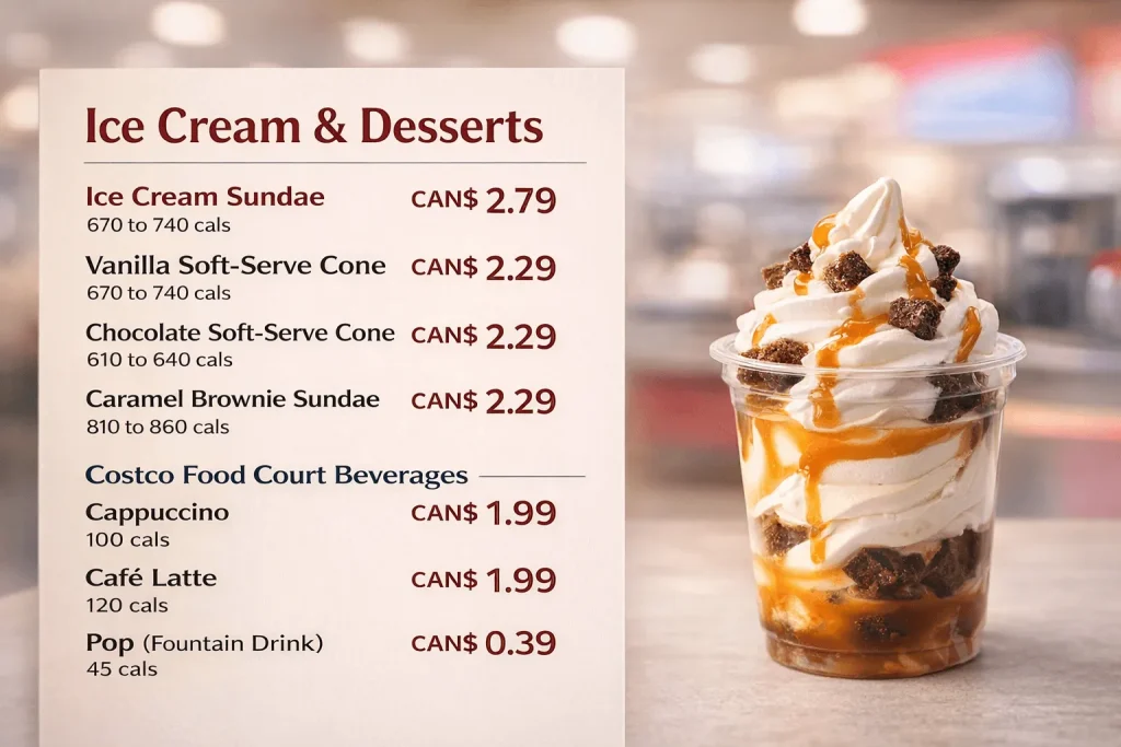 Costco Desert Menu