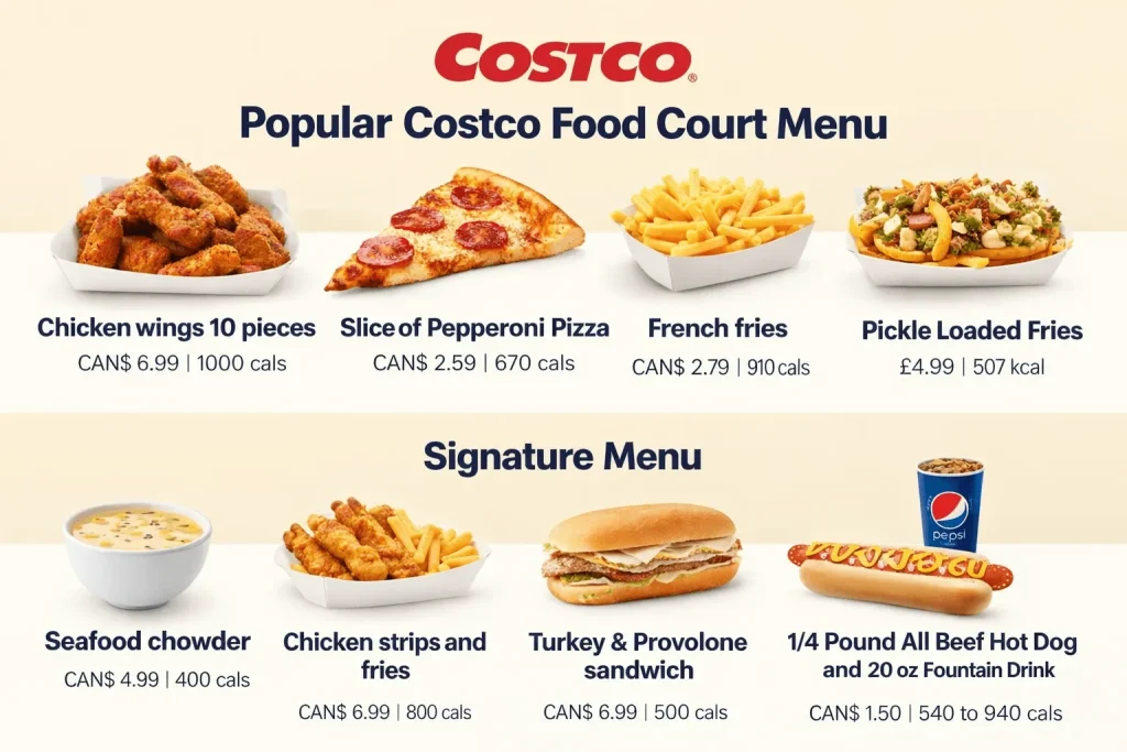 Popular Costco Food Court Menu