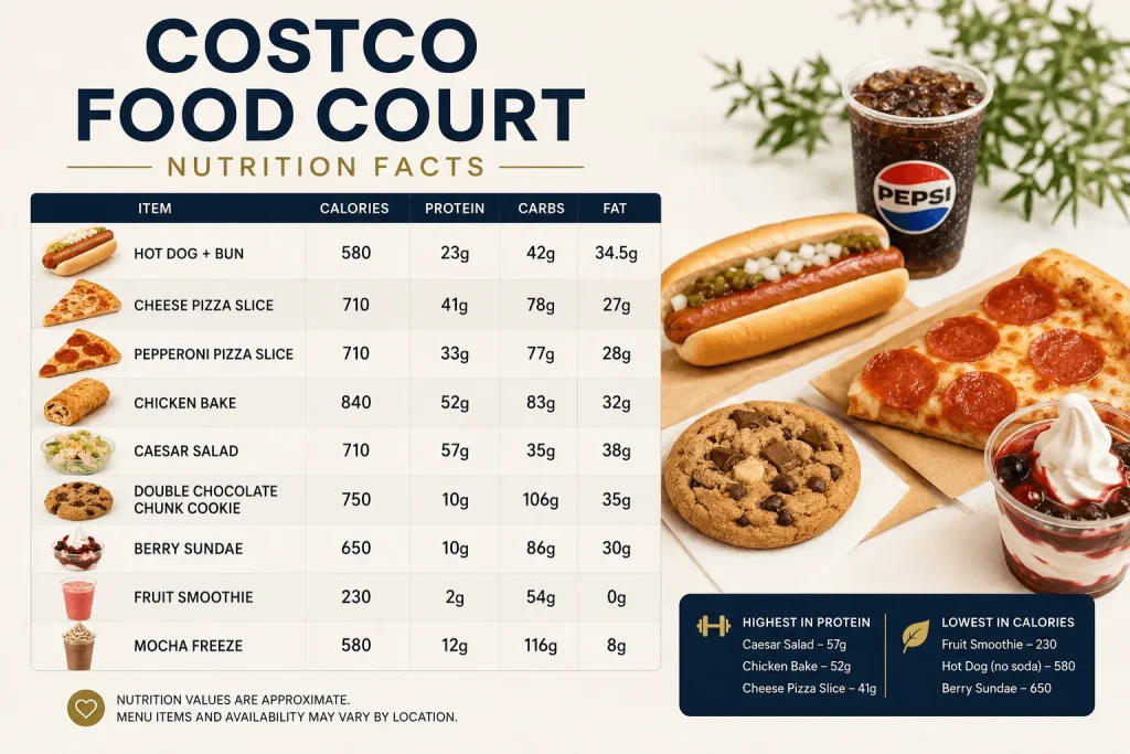 Costco Food Court Nutrition