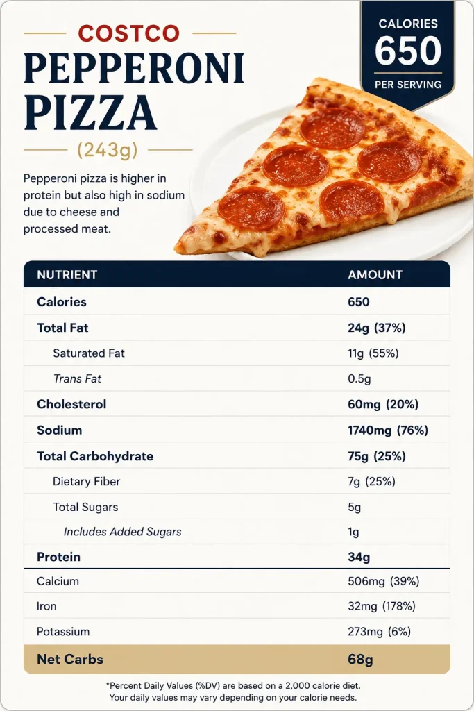 Costco pepperoni pizza nutrition