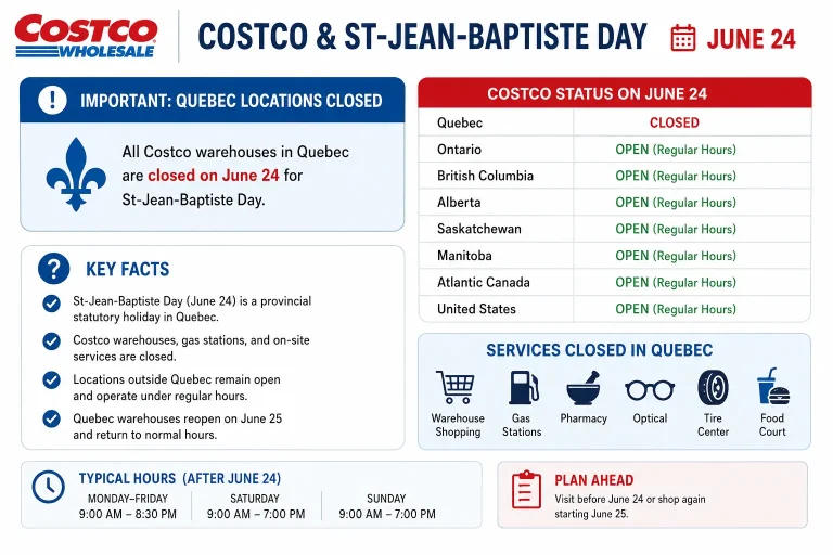 Is Costco Open on St-Jean-Baptiste Day